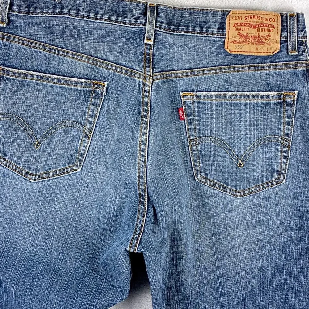 VTG Levis 559 Jeans Men 36x32 (34x32) Relaxed Straight Baggy Faded Whiskered Y2K